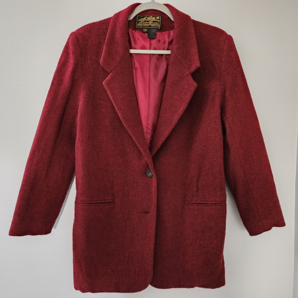 Women 90s Wool Jacket Wool Blazer Size S Button Academia Preppy - Picture 1 of 5